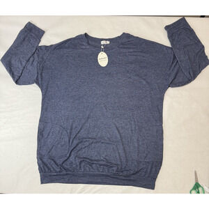 NWT Hount Casual Loose Fit Comfy Long Sleeve Shirt Pockets Blue Soft Women XL